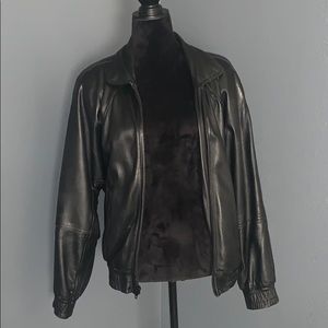 Men’s black leather jacket